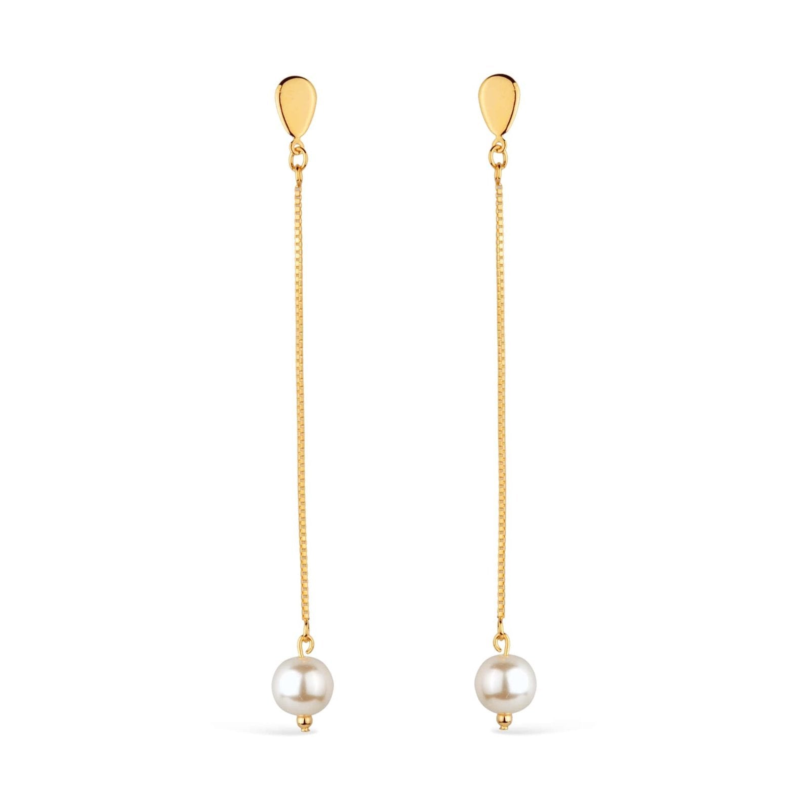 Brinco Greta Dourado de Corrente com Pérola