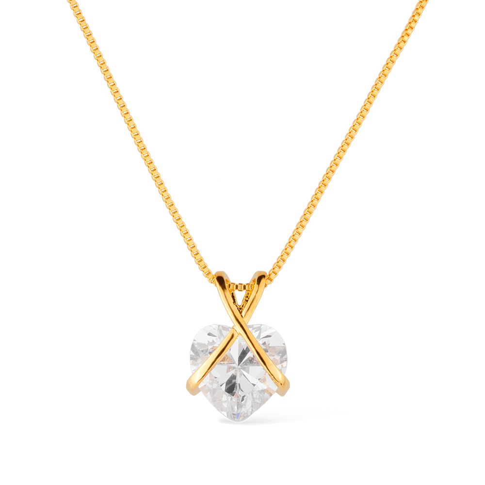 Colar Passion Dourado de Zircônia em Formato de Coração