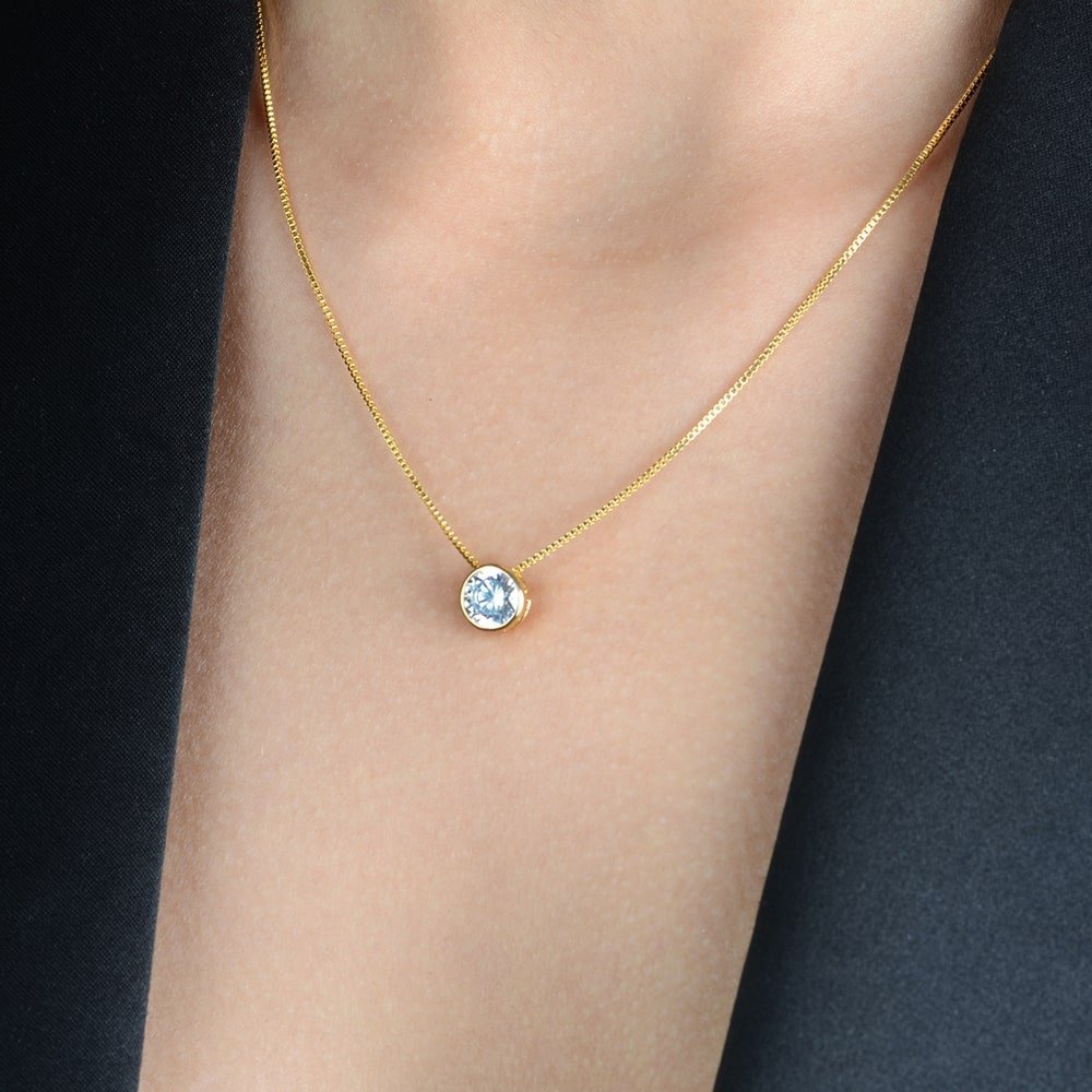 Colar Sirius Dourado Zircônia Ponto de Luz