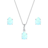 Conjunto de Gota Azul em Zircônia Prata 925