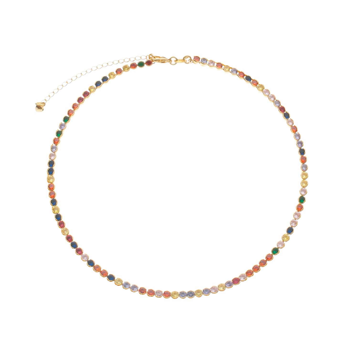 Chocker Aurora Dourado Riviera Pedras Coloridas