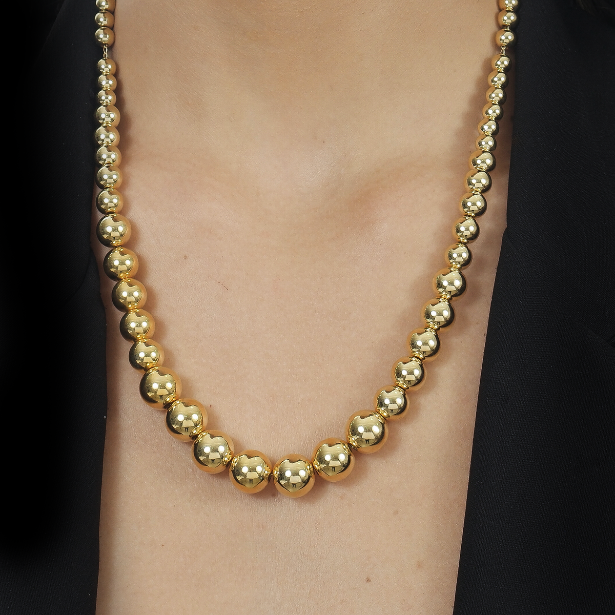 Colar Aurum  Dourado de Bolas Crescentes