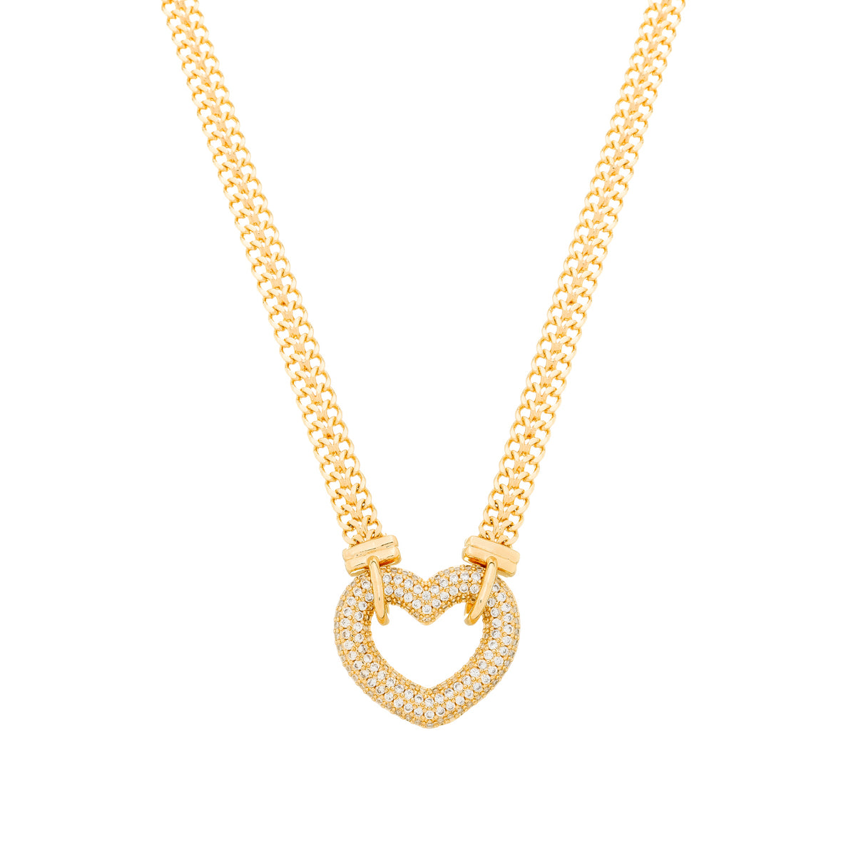 Chocker Passion Dourada de Coração Vazado Crevejado com Zircônia