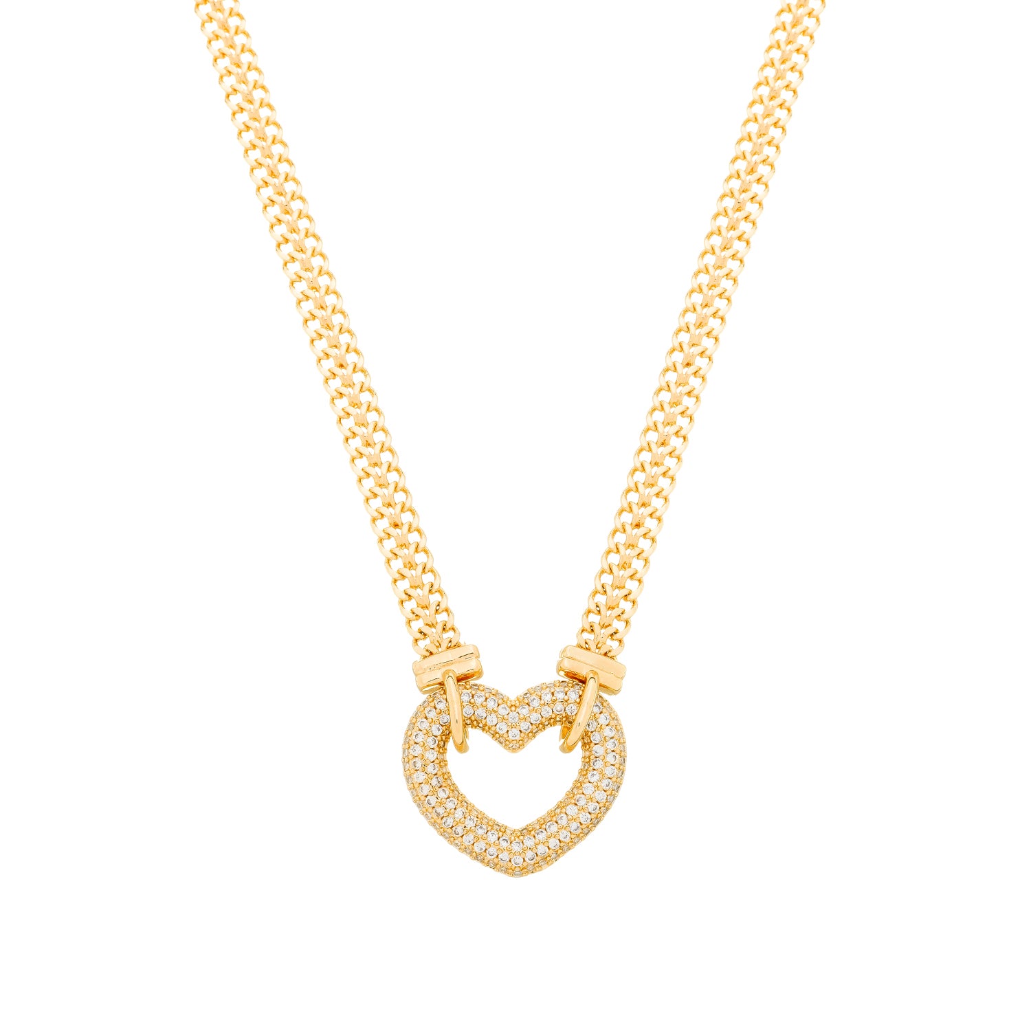 Chocker Passion Dourada de Coração Vazado Crevejado com Zircônia