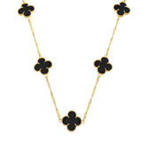 Colar Aurora  Dourado 5 Trevos Preto