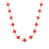 Colar Aurora Dourado de Trevos Rosas
