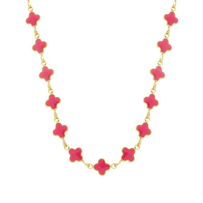 Colar Aurora Dourado de Trevos Rosas