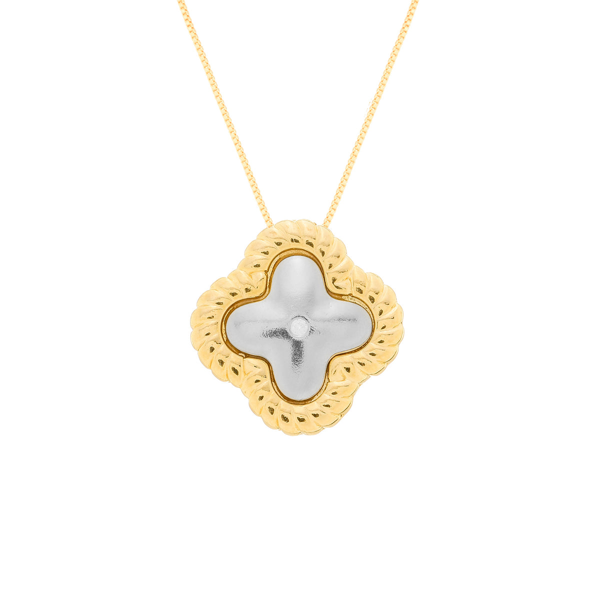 Colar Aurum Dourado e Prateado de Flor