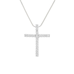 Colar de Cruz Cravejada de Zircônias em Prata 925