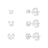 Trio de Ponto de Luz de Coração em Prata 925