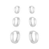 Trio de Argolas Lisas em Prata 925