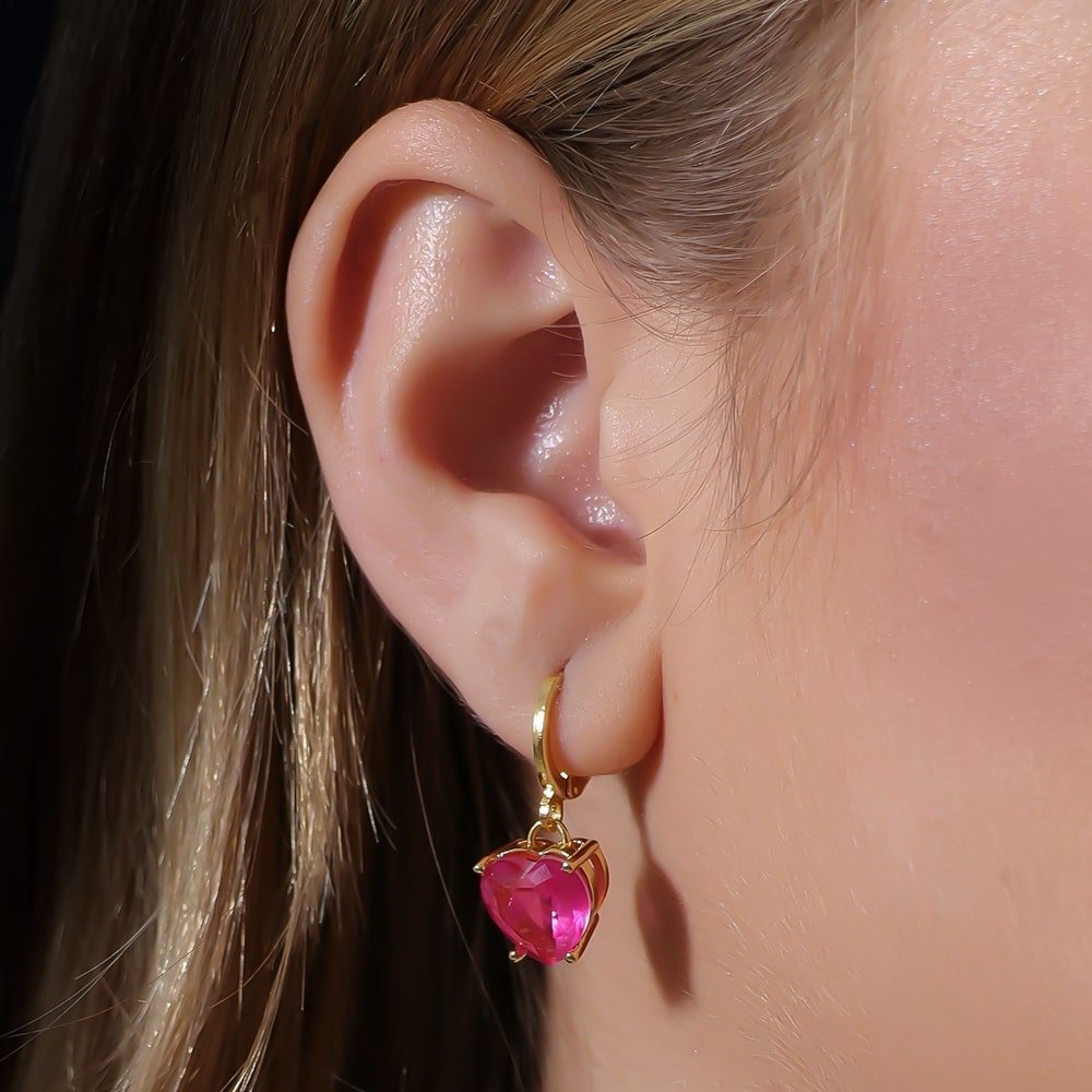Brinco Passion Pink Dourado Argolinha