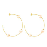 Brinco Greta Dourado de Argola com Pérolas