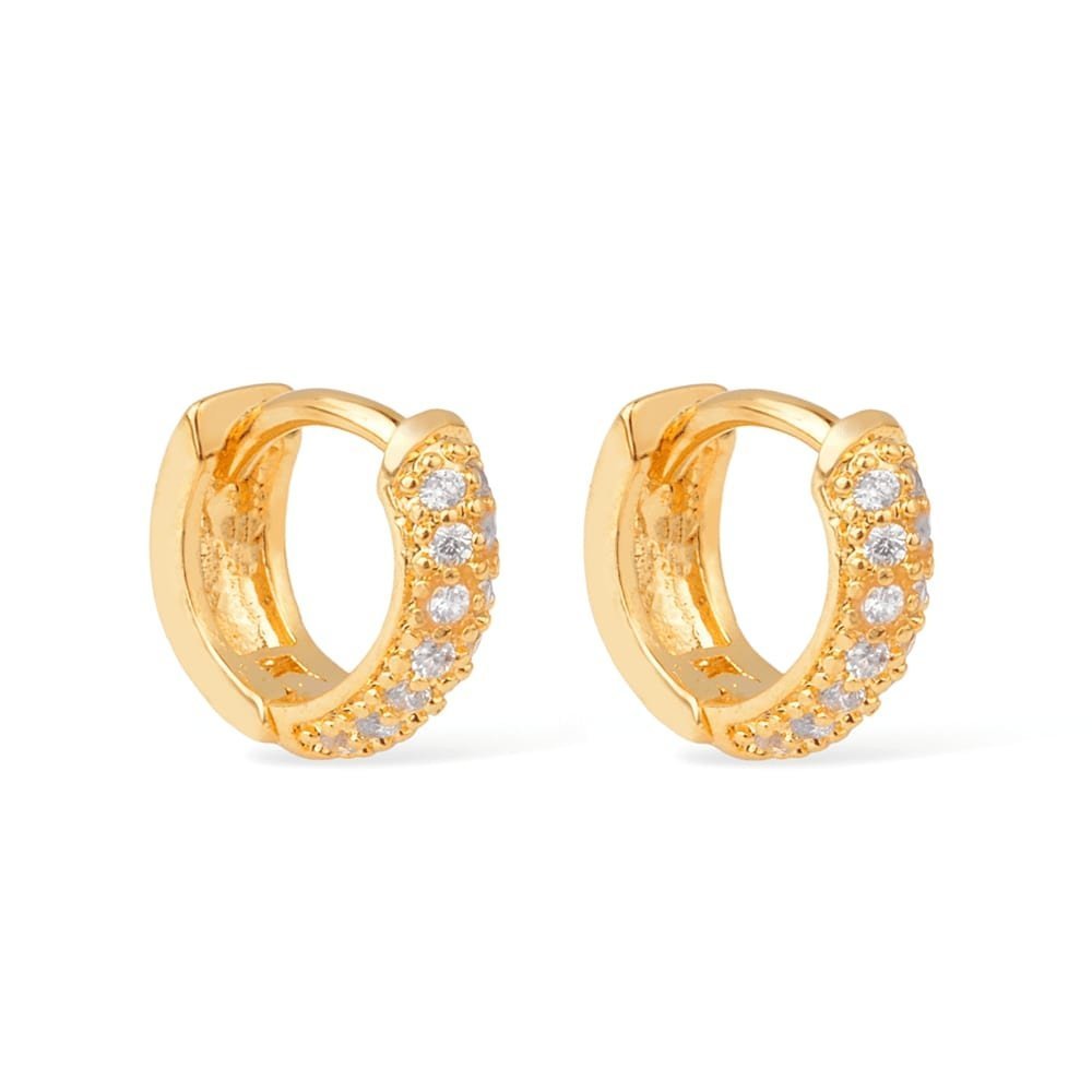 Brinco Sirius Dourado Argolinha com 14 Zircônias