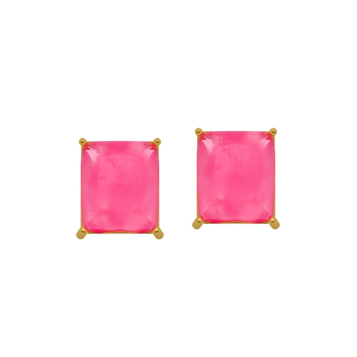 Brinco Aurora Pink Dourado de Zircônia Retangular
