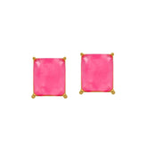 Brinco Aurora Pink Dourado de Zircônia Retangular