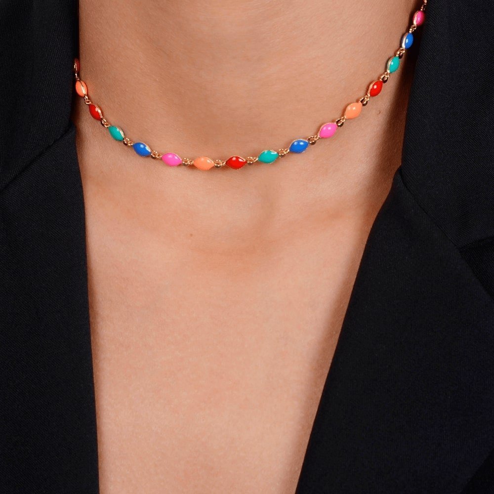 Chocker Aurora Dourada colorida com Extensor