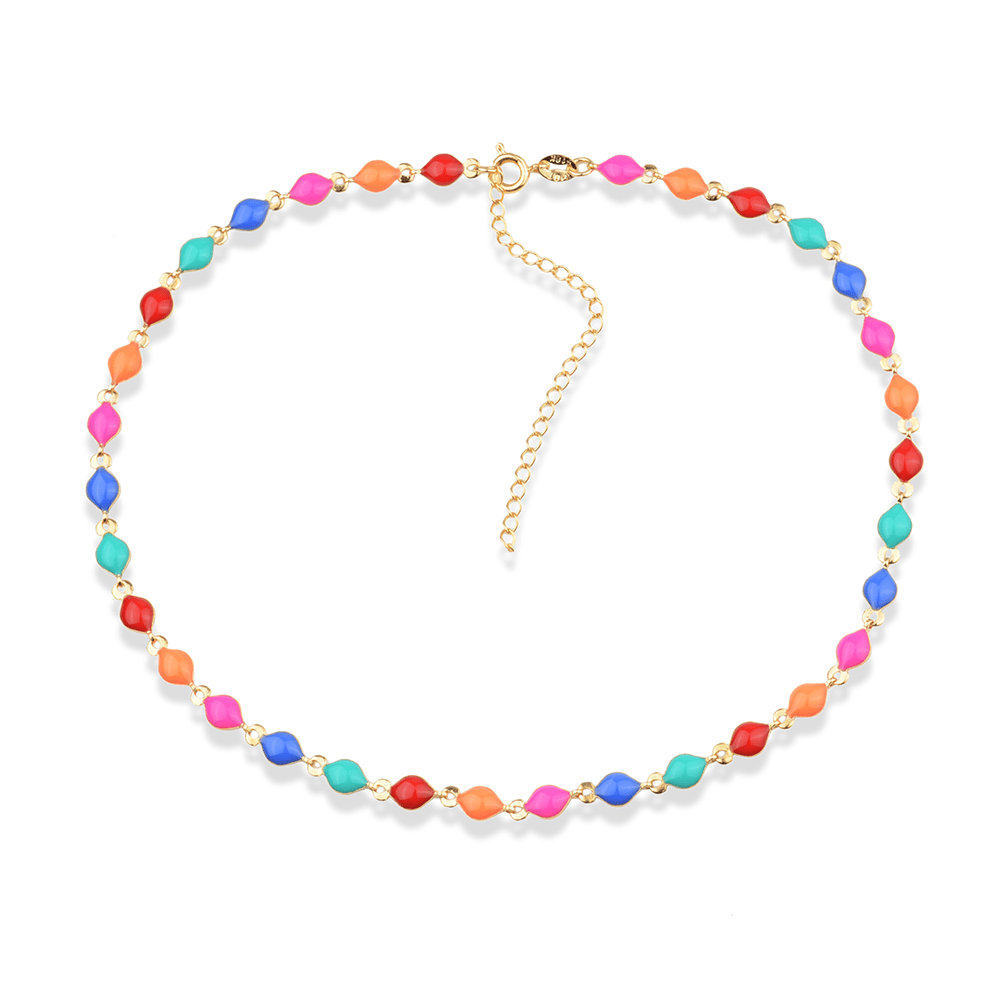 Chocker Aurora Dourada colorida com Extensor