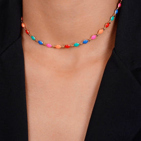 Chocker Aurora Dourada colorida com Extensor