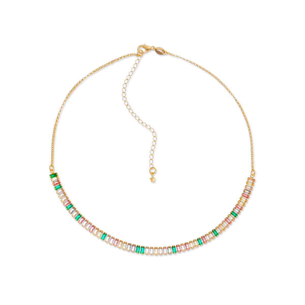 Chocker Aurora  Dourado de Pedras Coloridas