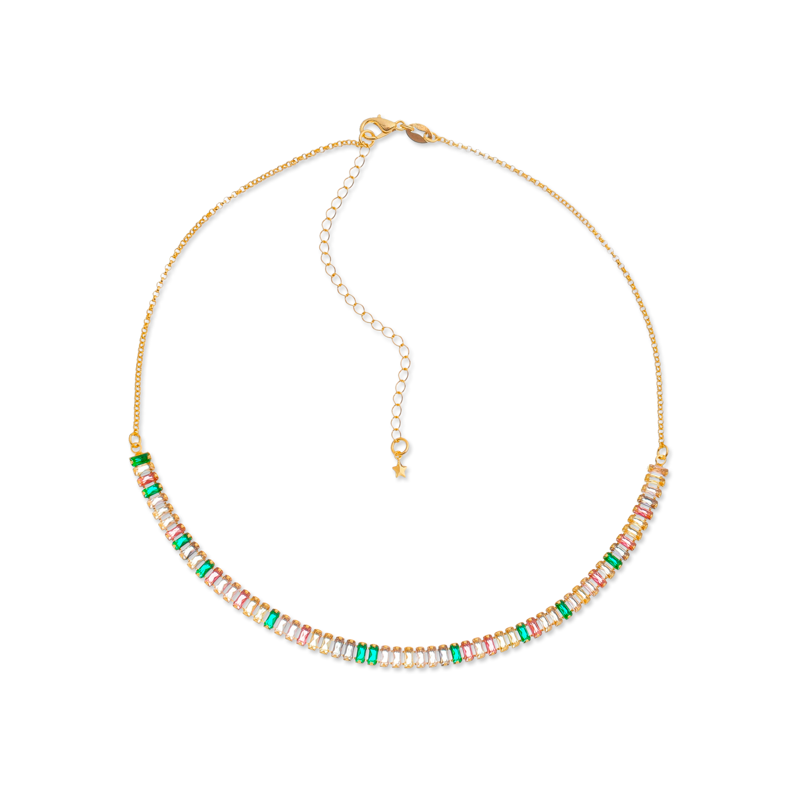 Chocker Aurora  Dourado de Pedras Coloridas