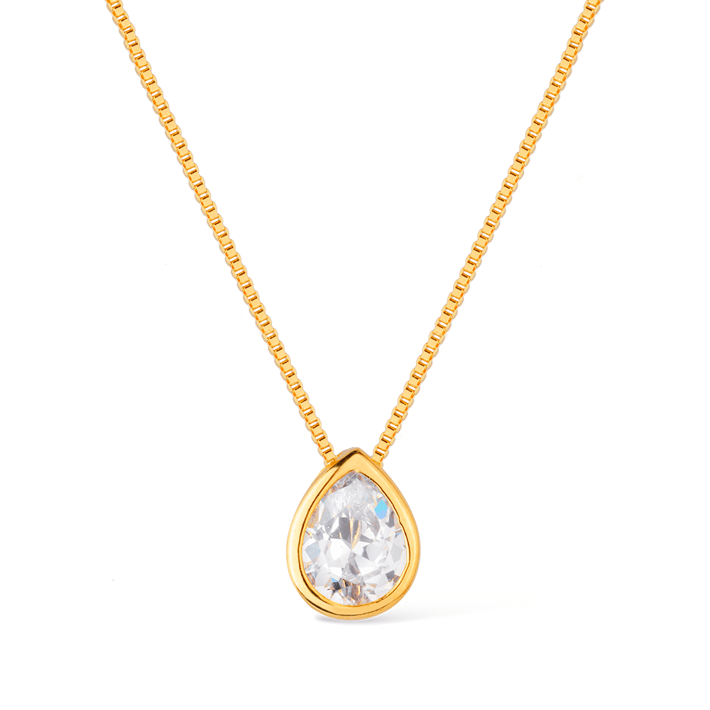 Colar Sirius Dourado de Gota em Zircônia