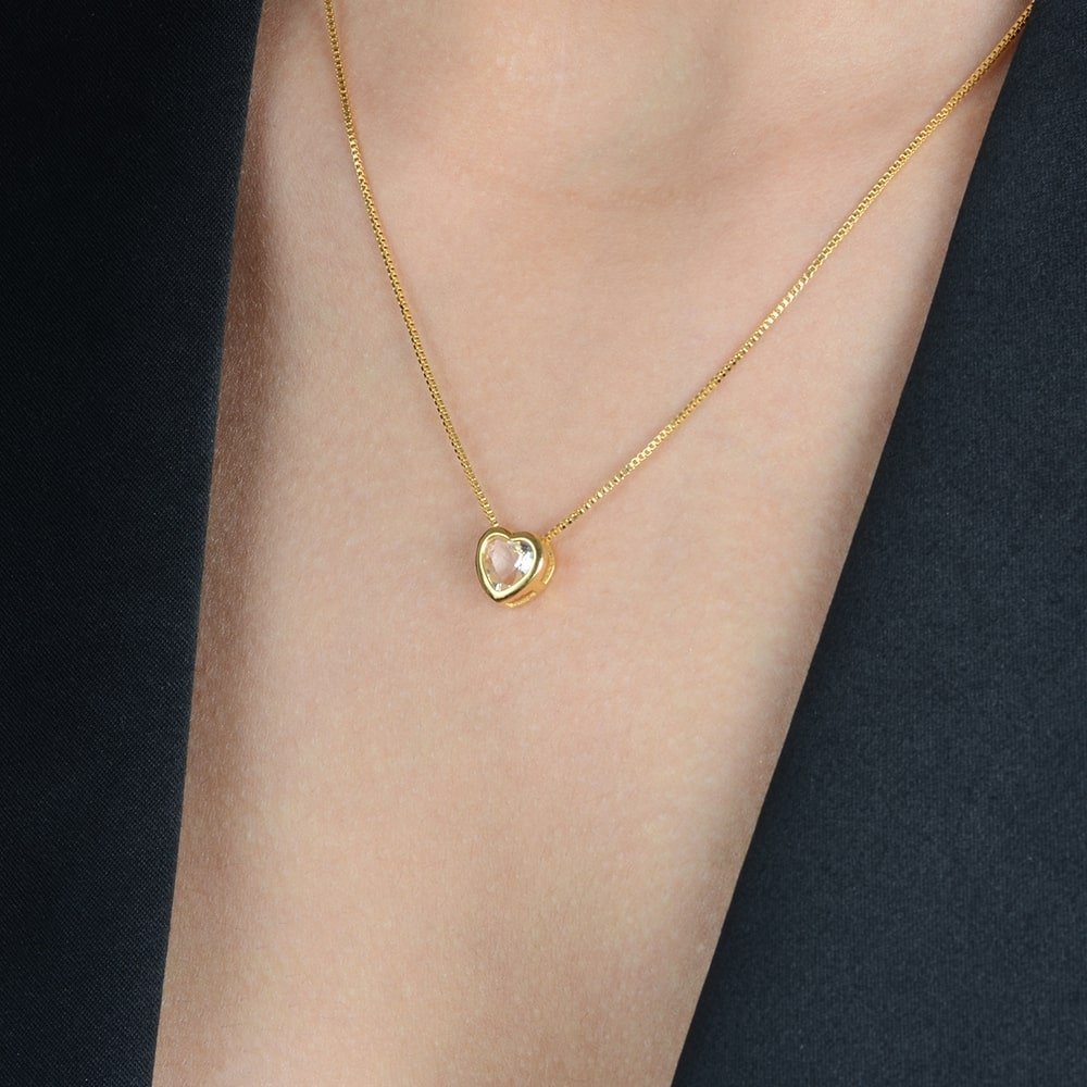 Colar Passion Dourado de Zircônia formato de Coração