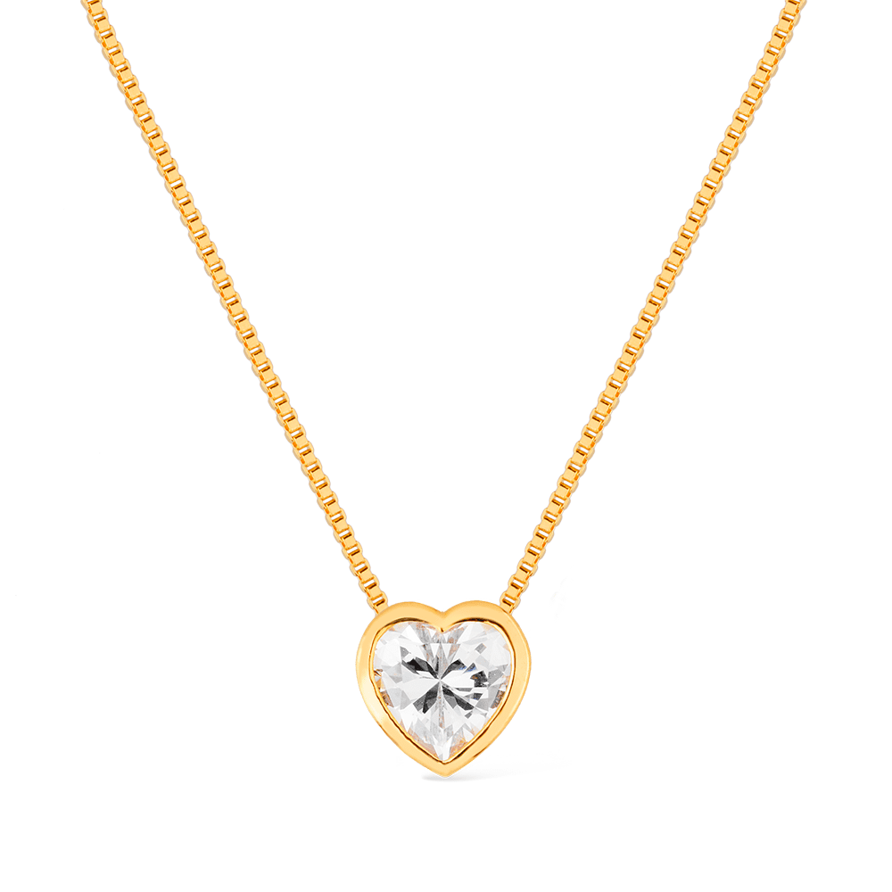 Colar Passion Dourado de Zircônia formato de Coração