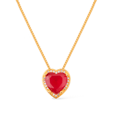 Colar Passion Dourado Zircônia Vermelha Coração Cravejado de Zircônia