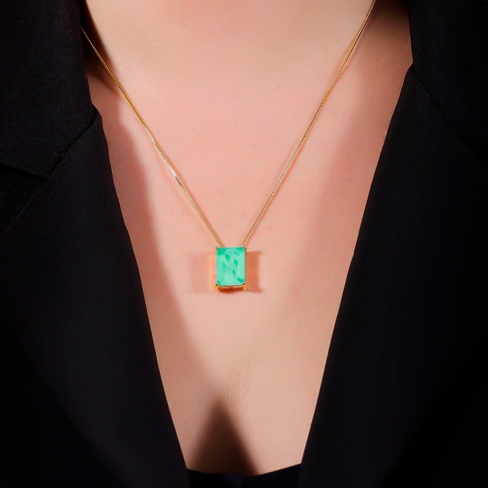 Colar Aurora Dourado de Pedra Retangular Tiffany