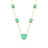 Colar Aurora Dourado de Pedras Coração e Retângulos Tiffany