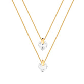Colar Passion Dourado Duplo de Coração em Cristal