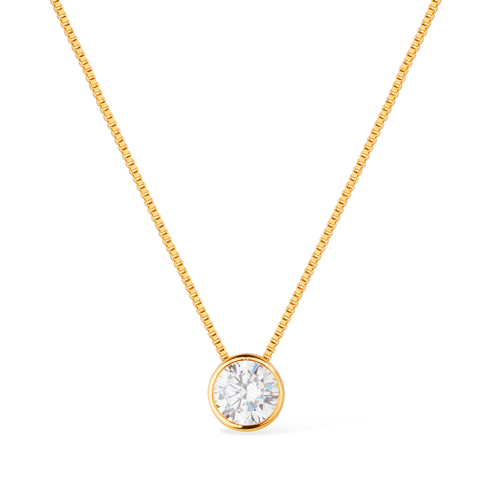 Colar Sirius Dourado Zircônia Ponto de Luz