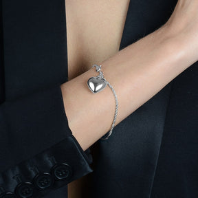 Pulseira Passion Prateada de Cordão Baiano com Coração